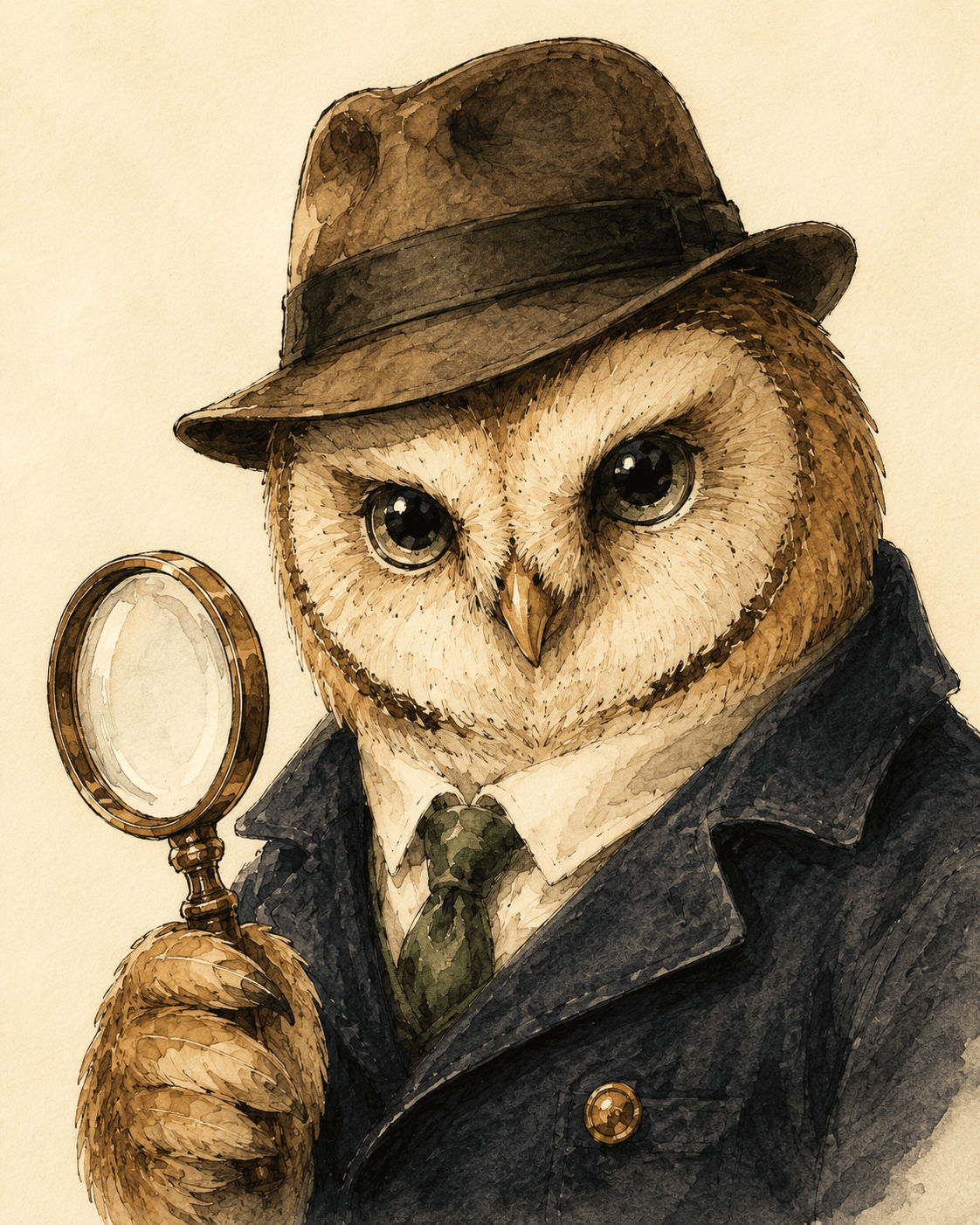 Owly, the OverpayOwl detective — portrait